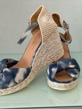 Eric Michael Raya Espadrille Wedges Blue Tie Dye Made in Spain Size 39 (US 8.5)